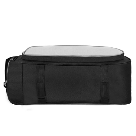 Geanta portbagaj bicicleta, 1 compartiment si 3 buzunare laterale, 40x20x17cm, negru cu elemente reflectorizante gri [19]