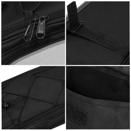 Geanta portbagaj bicicleta, 1 compartiment si 3 buzunare laterale, 40x20x17cm, negru cu elemente reflectorizante gri [11]