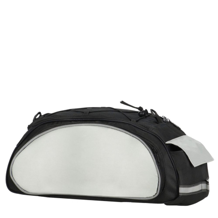 Geanta portbagaj bicicleta, 1 compartiment si 3 buzunare laterale, 40x20x17cm, negru cu elemente reflectorizante gri [10]