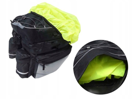 Geanta portbagaj bicicleta dubla, 8 buzunare laterale, 39x34x43cm, negru cu elemente reflectorizante gri, protectie impermeabila [3]
