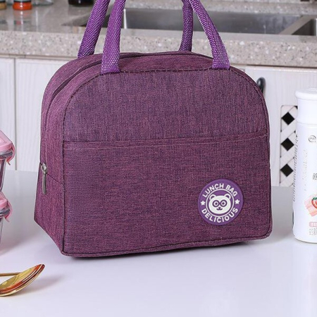 Geanta Termica pentru Pranz, , Multifunctionala, Compartimentata, Impermeabila, cu Manere, Buzunar Exterior, 22x14x19 cm, Mov [4]