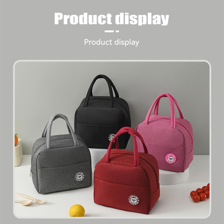 Geanta Termica pentru Pranz , Multifunctionala, Compartimentata, Impermeabila, cu Manere, Buzunar Exterior, 22x14x19 cm, Rosu [2]