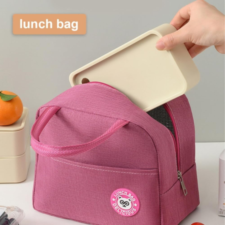 Geanta Termica pentru Pranz, , Multifunctionala, Compartimentata, Impermeabila, cu Manere, Buzunar Exterior, 22x14x19 cm, Roz [2]