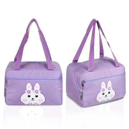 Geanta Termo-Izolanta, , Compartimente Telefon si Tacamuri, Multifunctionala, Impermeabila, 30x21x20 cm, Design Iepuras, Mov [3]