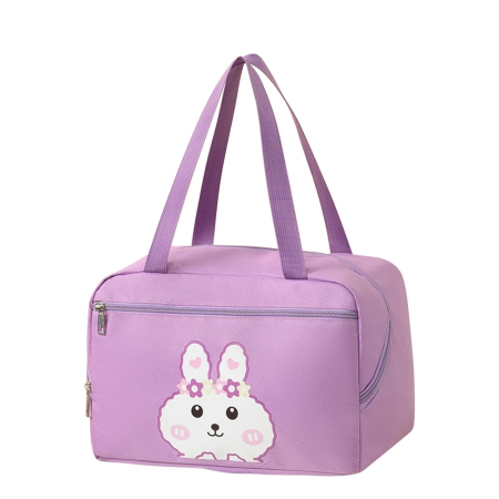 ✨TOATE PRODUSELE✨ - Geanta Termo-Izolanta, , Compartimente Telefon si Tacamuri, Multifunctionala, Impermeabila, 30x21x20 cm, Design Iepuras, Mov