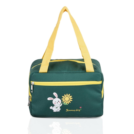 Geanta Termo-Izolanta, , Compartimente Telefon si Tacamuri, Multifunctionala, Impermeabila, 30x21x20 cm, Design Iepuras, Verde [1]