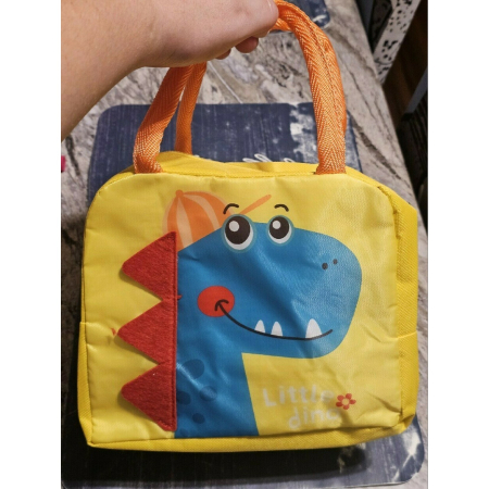 Geanta Termoizolanta pentru Copii, , 23x13x19 cm, Model Imprimeu Dinozaur, din Folie de Aluminiu si Panza Oxford, Albastru/Galben [6]