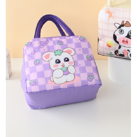 Geanta Termoizolanta pentru Copii, , 23x13x19 cm, Model Imprimeu Iepuras, din Folie de Aluminiu si Panza Oxford, Mov [3]