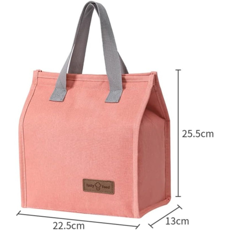 Geanta Termoizolanta Tip Bento Bag , Camping Cooler, Aluminiu, 22.5x13x25,5 cm, 3.3 L, Roz [2]