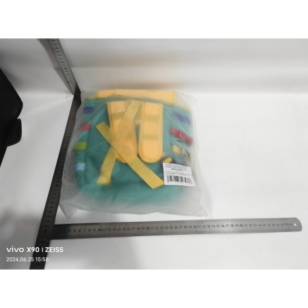 Ghiozdan Montessori, , pentru Copii 2-6 ani, Fidget Pop, cu Catarame si Fermoare, Jucarii Senzoriale, Activitate de Invatare prin Joc, Turcoaz, 0.25 kg, 28x10x23 cm [7]