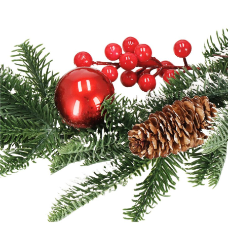 Ghirlanda artificiala decorativa de Craciun, aspect inzapezit, 150 cm, ace 3D, verde [12]