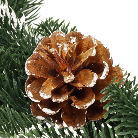 Ghirlanda artificiala decorativa de Craciun, aspect inzapezit, 150 cm, ace 3D, verde [11]