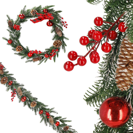Ghirlanda artificiala decorativa de Craciun, aspect inzapezit, 150 cm, ace 3D, verde [8]