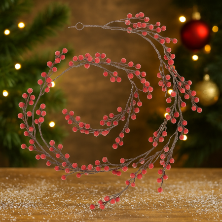 Ghirlanda decorativa cu fructe rosii, 190 cm, rosu [3]