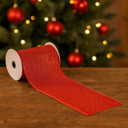 Ghirlanda decorativa panglica 12x500 cm, din PVC, rosie [1]