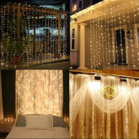 Ghirlanda luminoasa 300 LED-uri, 3m, pentru interior/exterior, telecomanda, iluminare galbena [3]