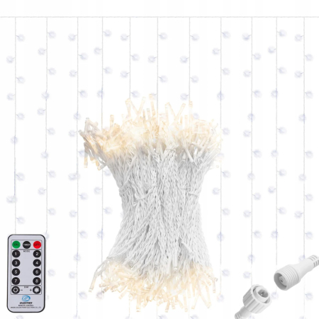 Ghirlanda luminoasa 300 LED-uri, 3m, pentru interior/exterior, telecomanda, iluminare galbena [5]