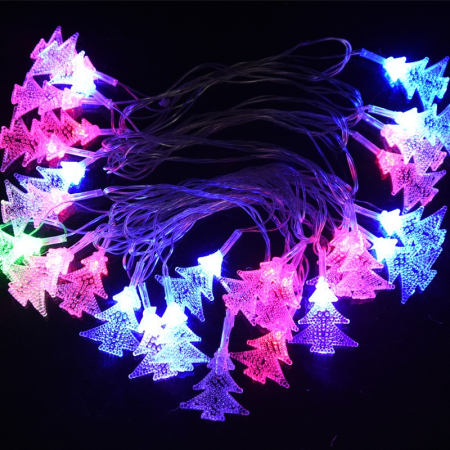 Ghirlanda luminoasa cu bec in forma de brazi, 3 metri, 20 LED-uri, forme din plastic, fir transparent, multicolora [6]