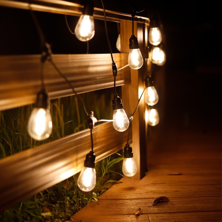 Articole pentru Gradina si Bricolaj - Ghirlanda Luminoasa, , cu Transformator, 10 m, 10 LED-uri Model Bulb, Interconectabila, IP44, Alb Cald