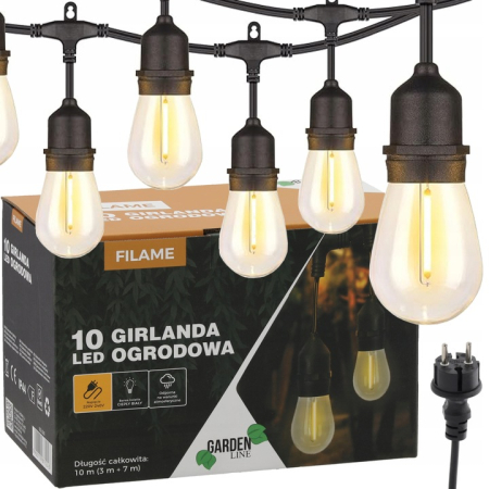 Ghirlanda luminoasa decorativa pentru exterior, alimentare la priza, 10 metri, 10 becuri LED cu iluminare calda 3000K, IP 44 [5]