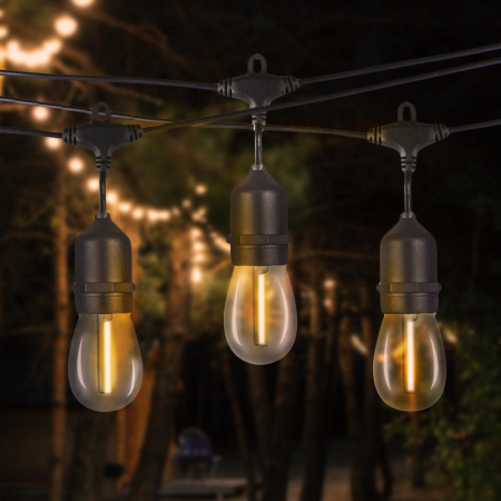 Disponibil livrare locker S - Ghirlanda luminoasa decorativa pentru exterior, alimentare la priza, 15 metri, 15 becuri LED cu iluminare calda 3000K, IP44, controler prin aplicatie