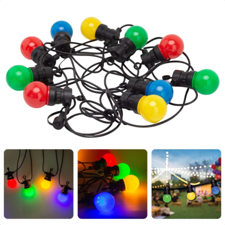 Ghirlanda Luminoasa, , fara Transformator, 10 m, 20 LED-uri Model Bulb, Interconectabila, IP65, Multicolor [2]