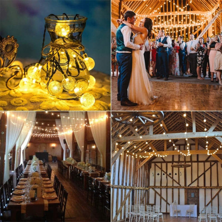 Ghirlanda luminoasa, LED, model Bubble, 50 becuri, 935cm, incarcare solara, lumina alb cald [1]