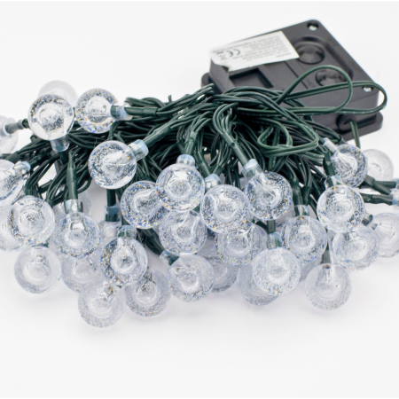 Ghirlanda luminoasa, LED, model Bubble, 50 becuri, 935cm, incarcare solara, lumina alb cald [13]