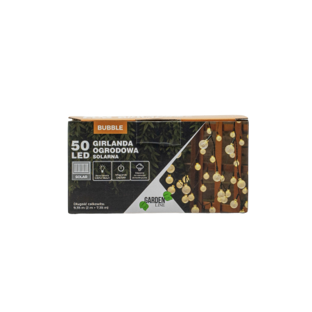 Ghirlanda luminoasa, LED, model Bubble, 50 becuri, 935cm, incarcare solara, lumina alb cald [7]