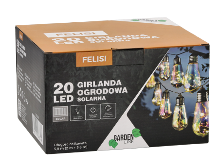 Ghirlanda luminoasa, LED, model Felisi, 20 becuri, 580cm, incarcare solara, lumina alb multicolor [1]