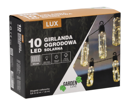 Ghirlanda luminoasa, LED, model Lux, 10 becuri, 380cm, incarcare solara, lumina alb cald [3]