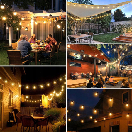 Ghirlanda luminoasa, LED, model Moza, 10 becuri, 380cm, incarcare solara, lumina alb cald [2]