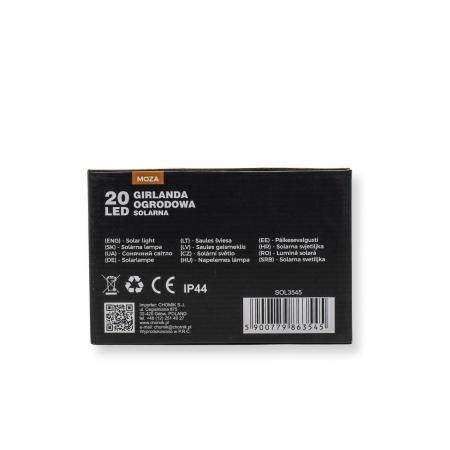 Ghirlanda luminoasa, LED, model Moza, 20 becuri, 580cm, incarcare solara, lumina alb cald [3]