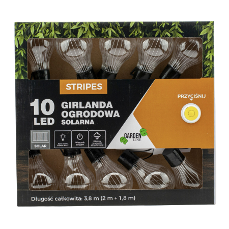 Ghirlanda luminoasa, LED, model Stripes, 10 becuri, 380cm, incarcare solara, lumina alb cald [3]