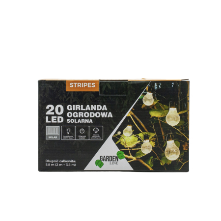 Ghirlanda luminoasa, LED, model Stripes, 20 becuri, 580cm, incarcare solara, lumina alb cald [9]