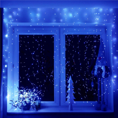 Ghirlanda luminoasa tip perdea 300 LED-uri, 3x3m, pentru interior, alimentare USB, albastru [5]