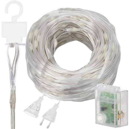 Ghirlanda luminoasa tip perdea 300 LED-uri, 3x3m, pentru interior, cu telecomanda, alb cald (galben) [14]