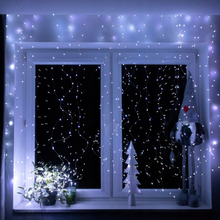 Ghirlanda luminoasa tip perdea 400 LED-uri, 3m, pentru interior/exterior, iluminare alba [4]