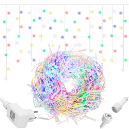 Ghirlanda luminoasa tip perdea cu flash 500 LED-uri, 20m, pentru interior/exterior, iluminare multicolora [1]