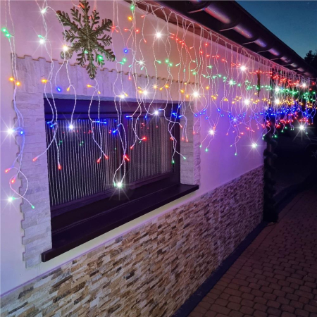 Ghirlanda luminoasa tip perdea cu flash 500 LED-uri, 20m, pentru interior/exterior, iluminare multicolora [12]