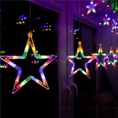 Ghirlanda luminoasa tip perdea cu stelute 138 LED-uri, 2m, pentru interior/exterior, iluminare multicolor [14]