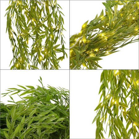 Ghirlanda luminoasa tip perdea de frunze artificiale, 285x105cm, 200 LED-uri, alb cald [11]