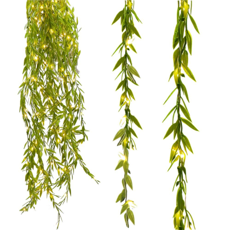 Ghirlanda luminoasa tip perdea de frunze artificiale, 285x105cm, 200 LED-uri, alb cald [6]