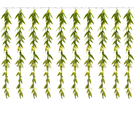 Ghirlanda luminoasa tip perdea de frunze artificiale, 285x105cm, 200 LED-uri, alb cald [12]