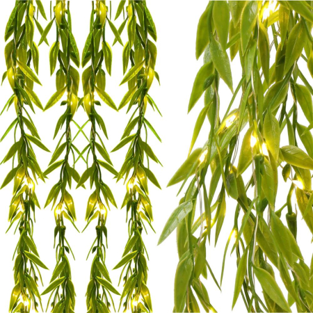 Ghirlande si lampi solare - Ghirlanda luminoasa tip perdea de frunze artificiale, 285x105cm, 200 LED-uri, alb cald