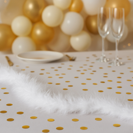 Ghirlanda pentru decor sau bradul de Craciun, model pene si bumbac, 200cm, alb [2]