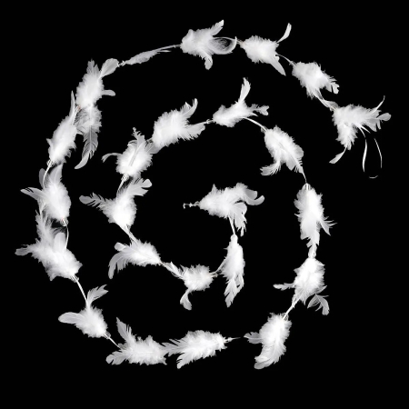 Ghirlanda pentru decor sau bradul de Craciun, model puf si pene, 200cm, alb [1]