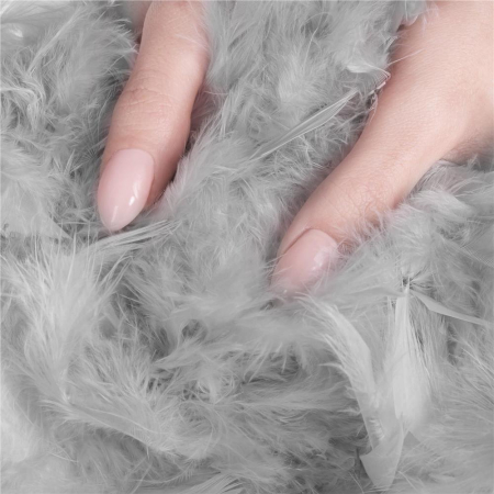 Ghirlanda pentru decor sau bradul de Craciun, model puf si pene, gri, 180cm [4]