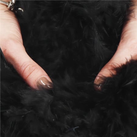 Ghirlanda pentru decor sau bradul de Craciun, model puf si pene, negru, 180cm [3]