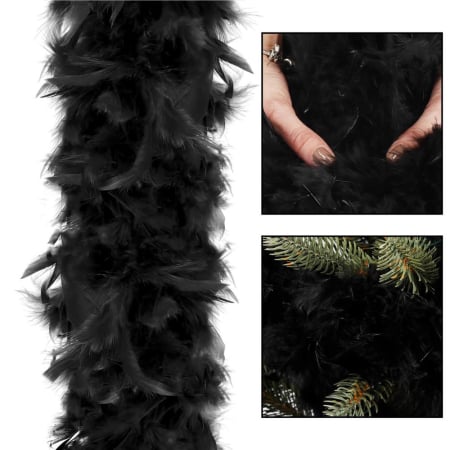 Ghirlanda pentru decor sau bradul de Craciun, model puf si pene, negru, 180cm [1]